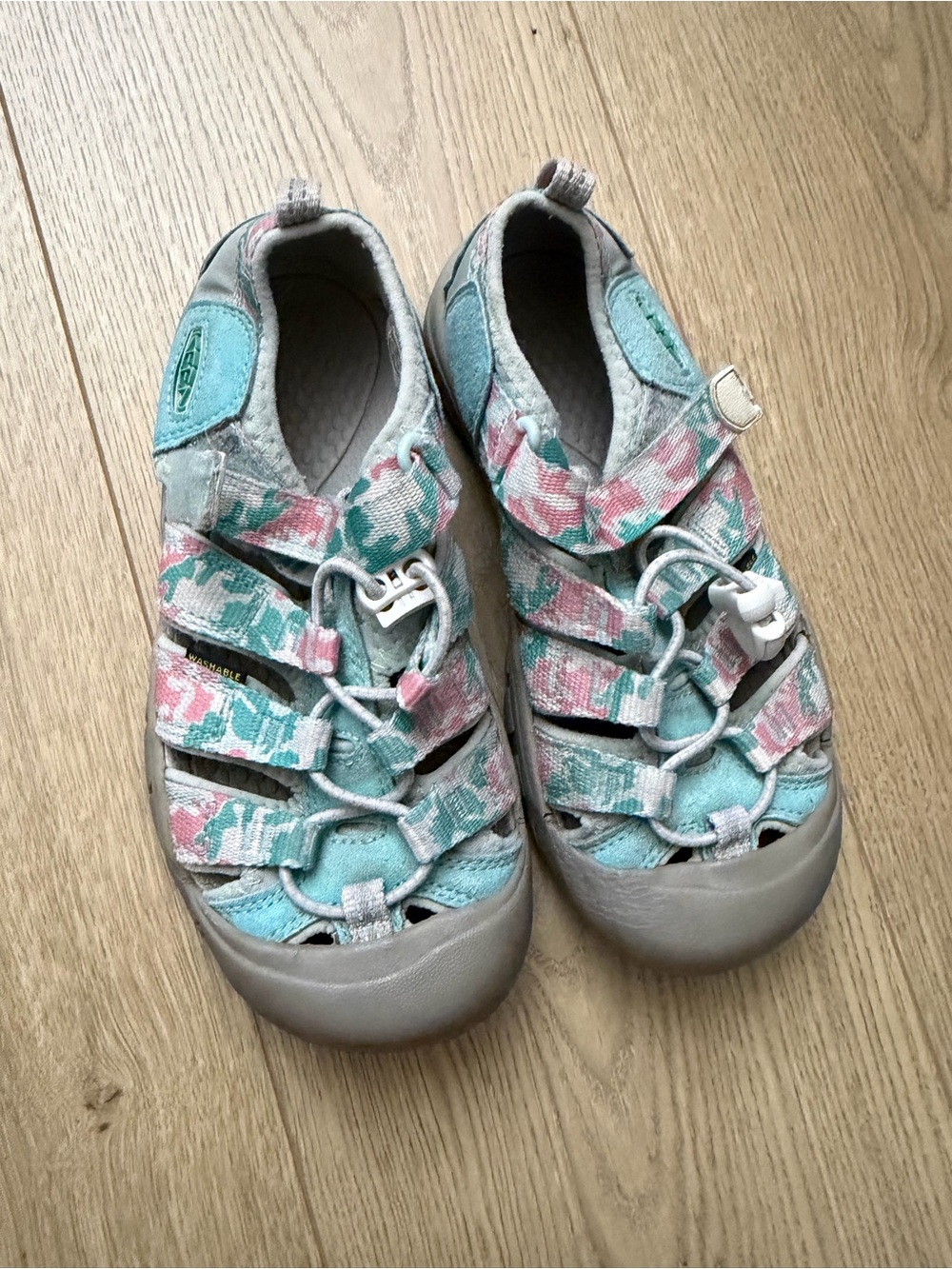 Keen Kids Aqua Water Sandals in Teal and Pink Floral